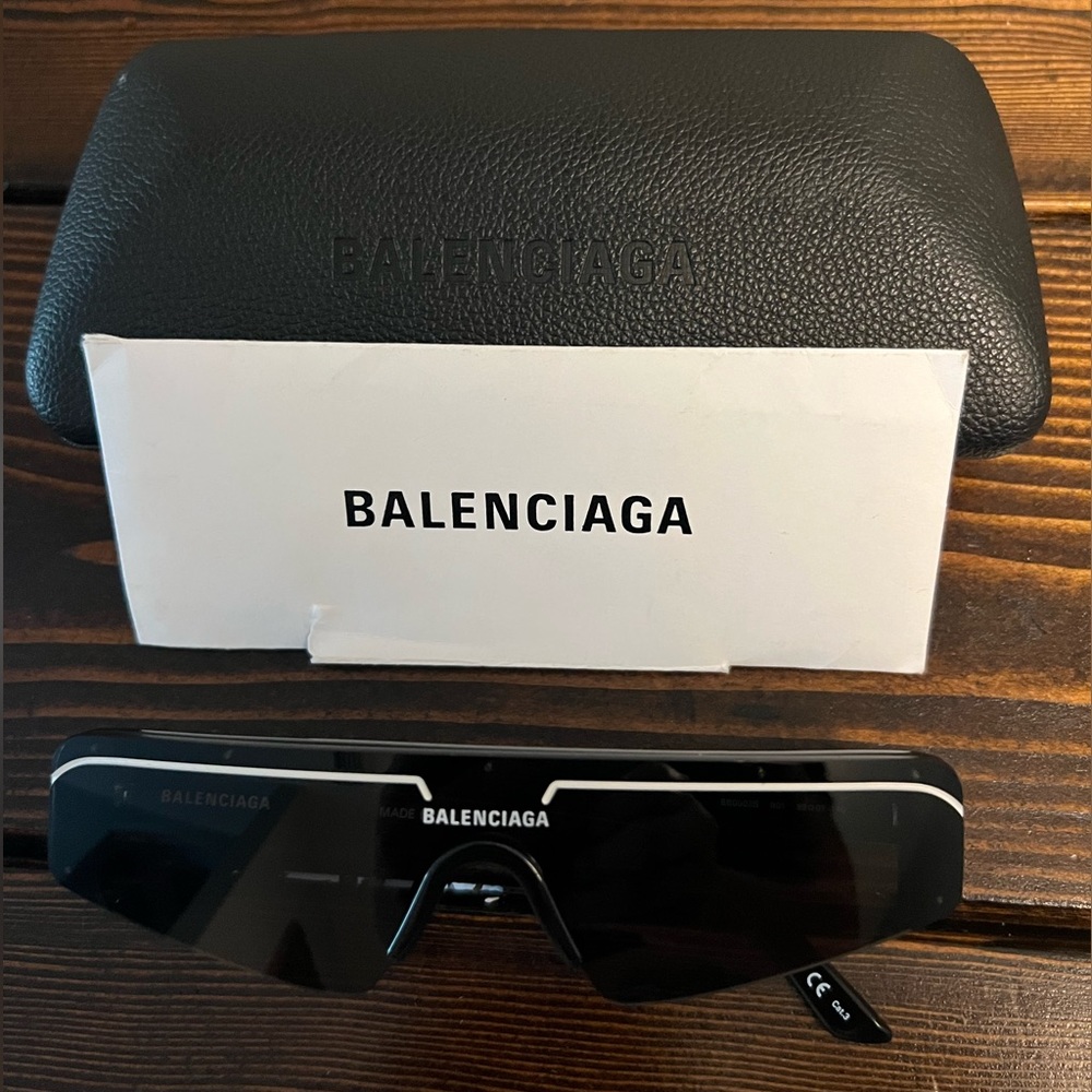 New Balenciaga Ski Rectangle Sunglasses in Black